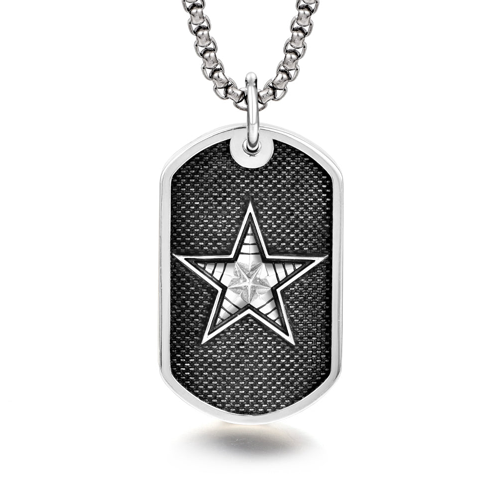 Vintage Sterling Silver Pentagram Military Badge Pendants