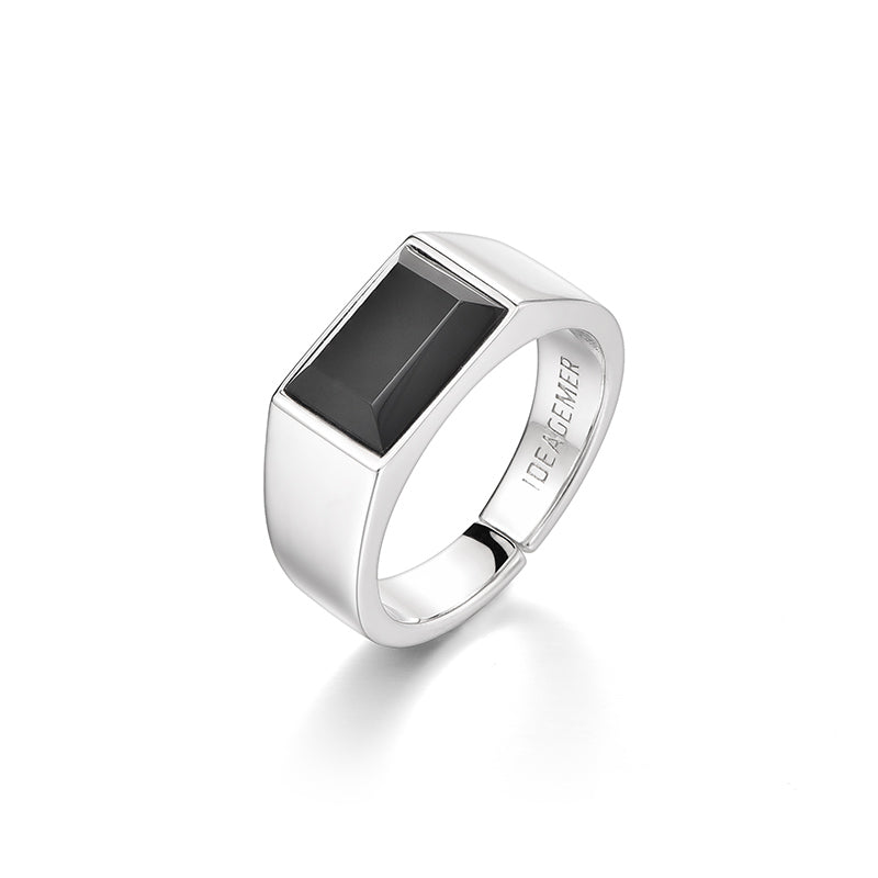 Single End Ring Sterling Silver Black Onyx Rings