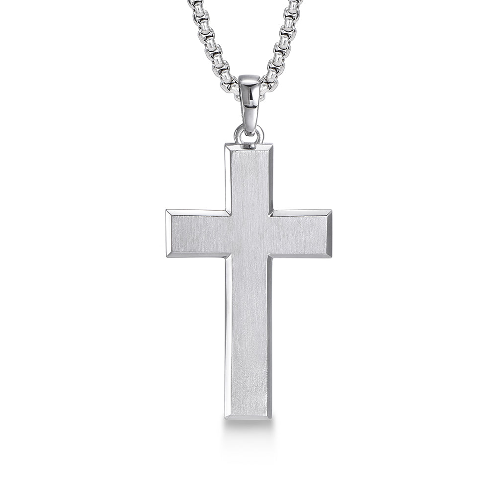 IDEAGEMER Sterling Silver Cross Necklace Simple Pendants