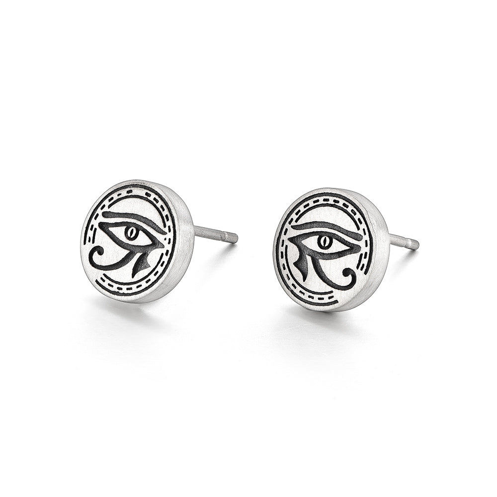 Eye Of Horus Sterling Silver Stud Earrings