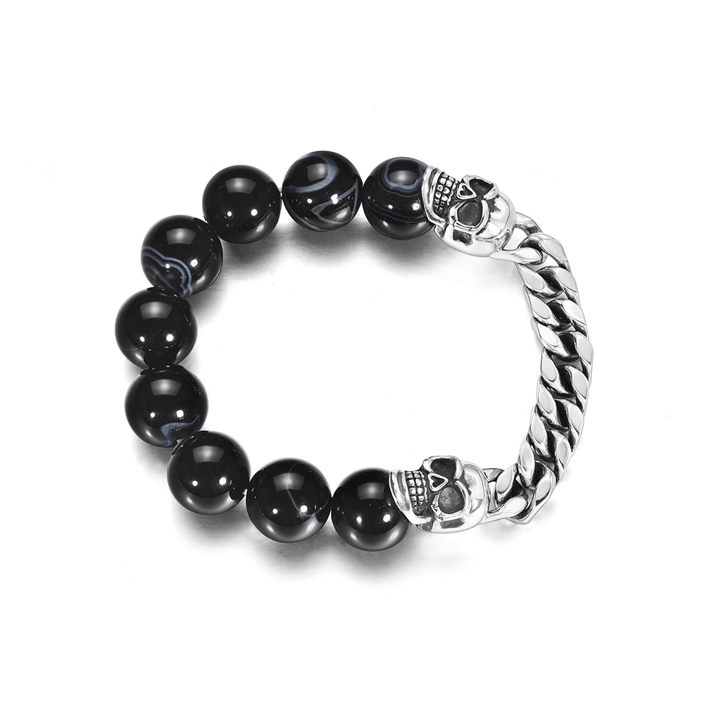 IDEAGEMER Sterling Silver Skull Bracelets