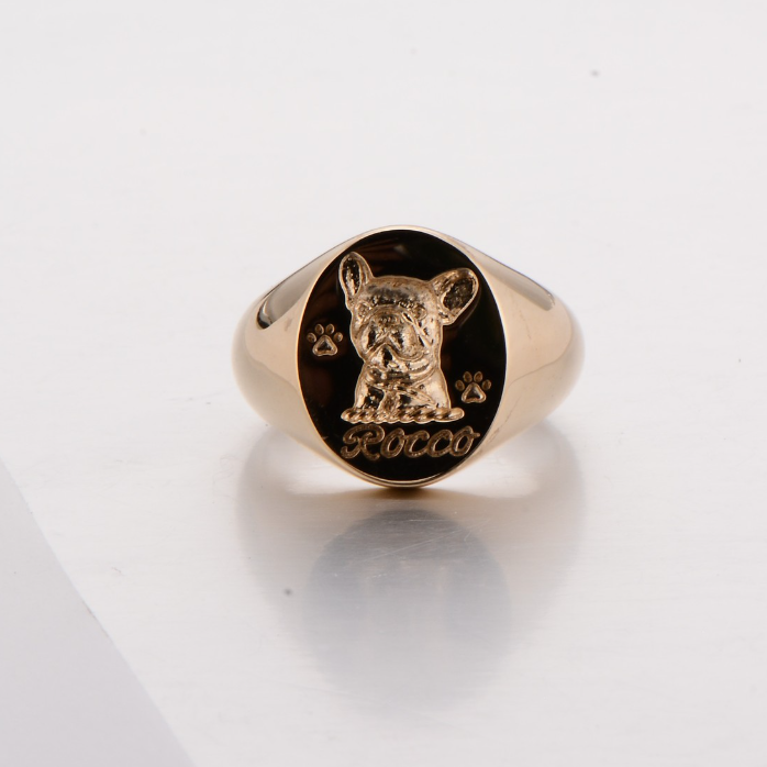 Sterling Silver Signet Men's Custom Pet Rings