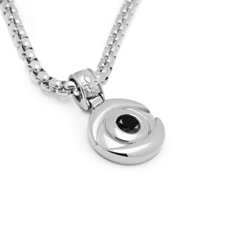 Eye Of Devil Sterling Silver Necklace Black Zircon Pendants
