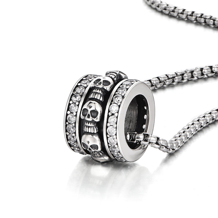 IDEAGEMER Sterling Silver Skull Necklace Pendants