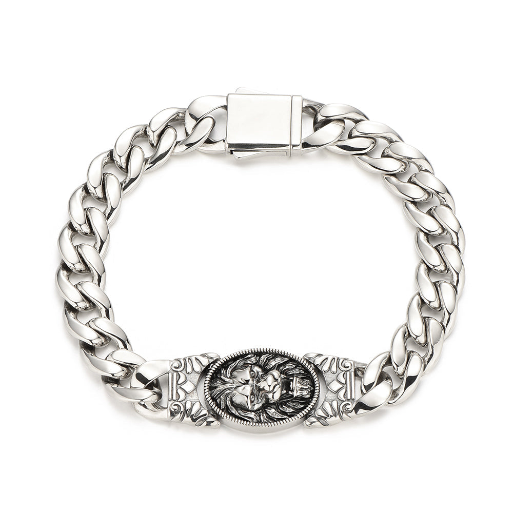 Sterling Silver Lion Cuban Bracelets
