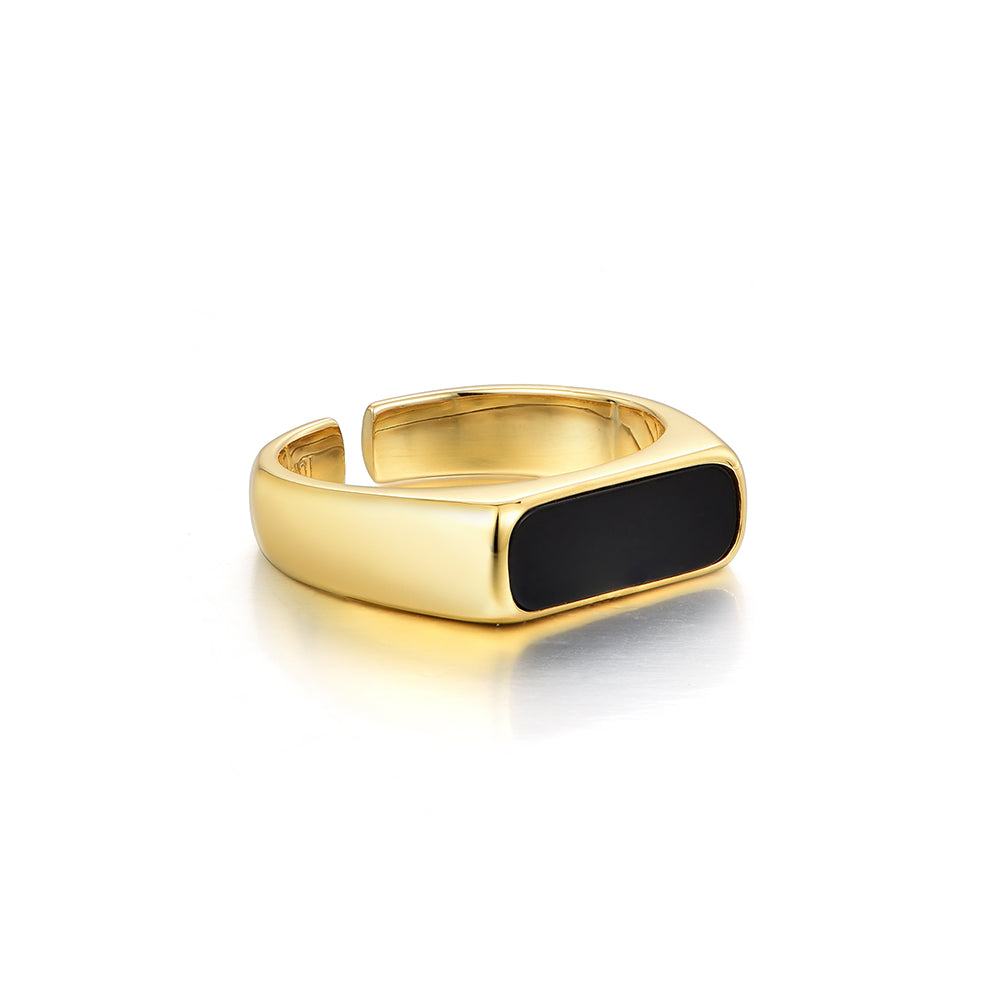 Single End Ring Sterling Silver Black Onyx Rings
