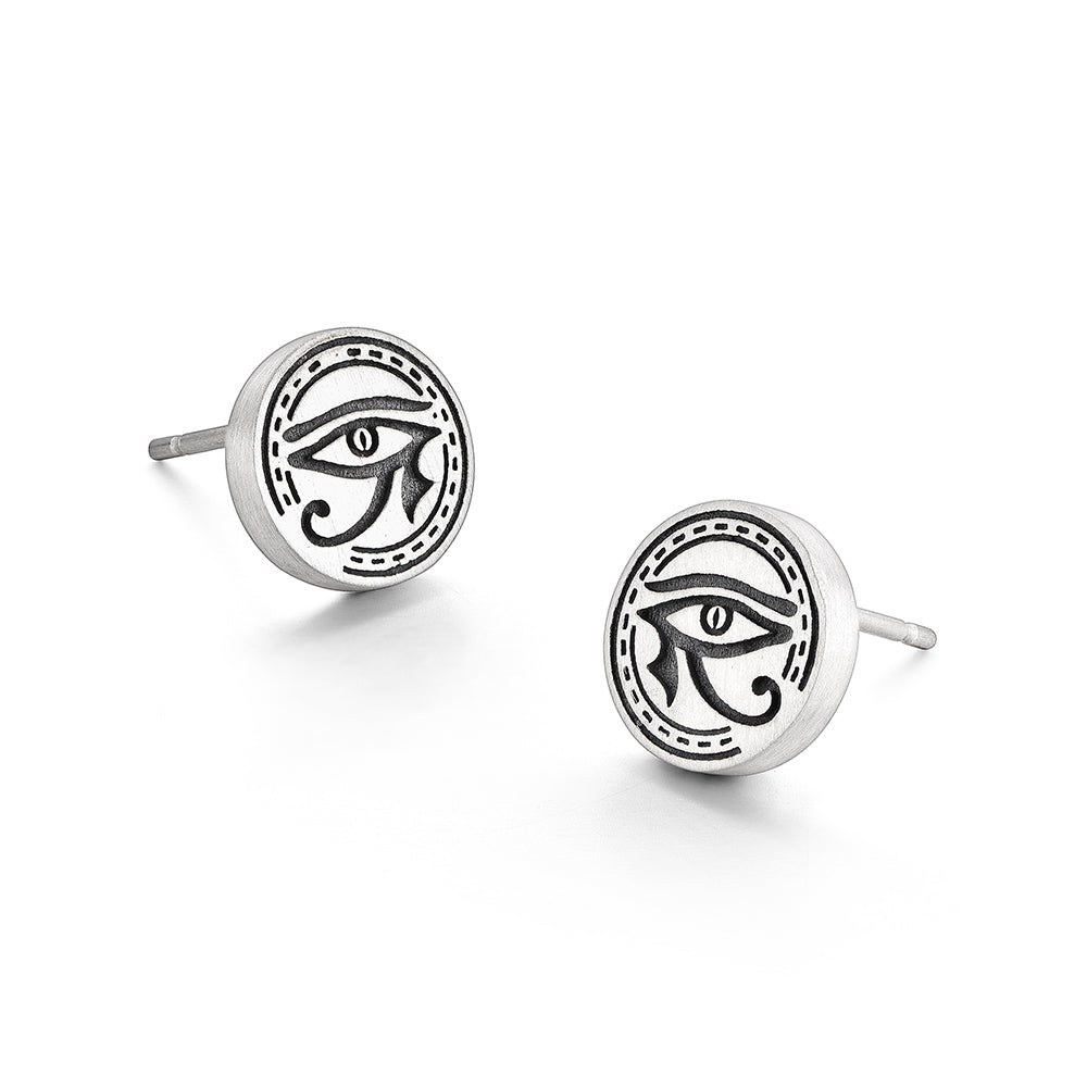Eye Of Horus Sterling Silver Stud Earrings