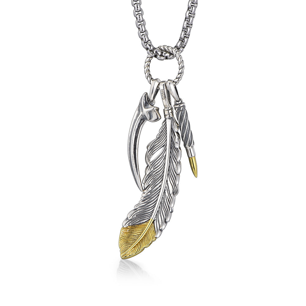 Feather Sterling Silver Necklace Vintage Pendants