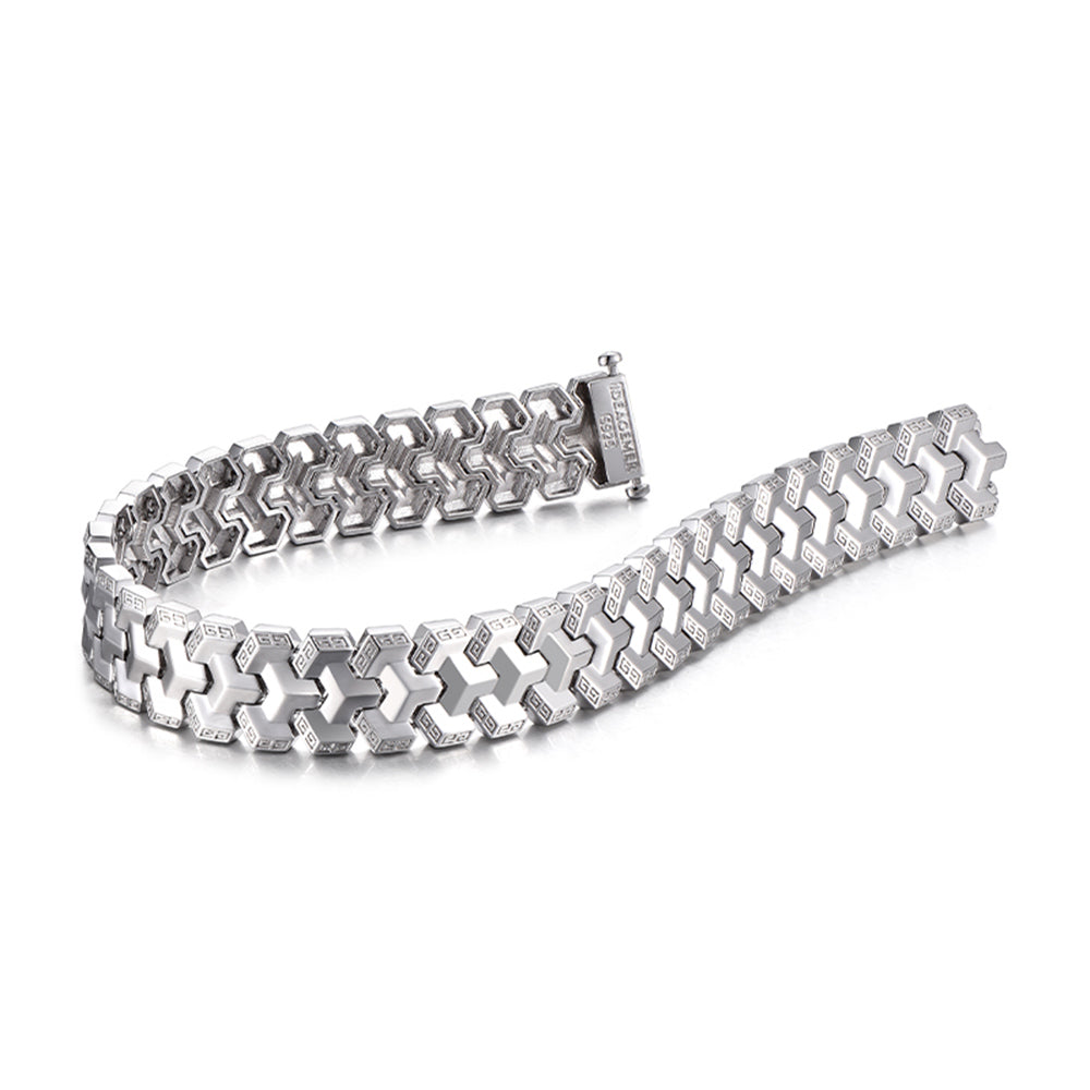 Sterling Silver And White Gold Armor Bracelets-Customized