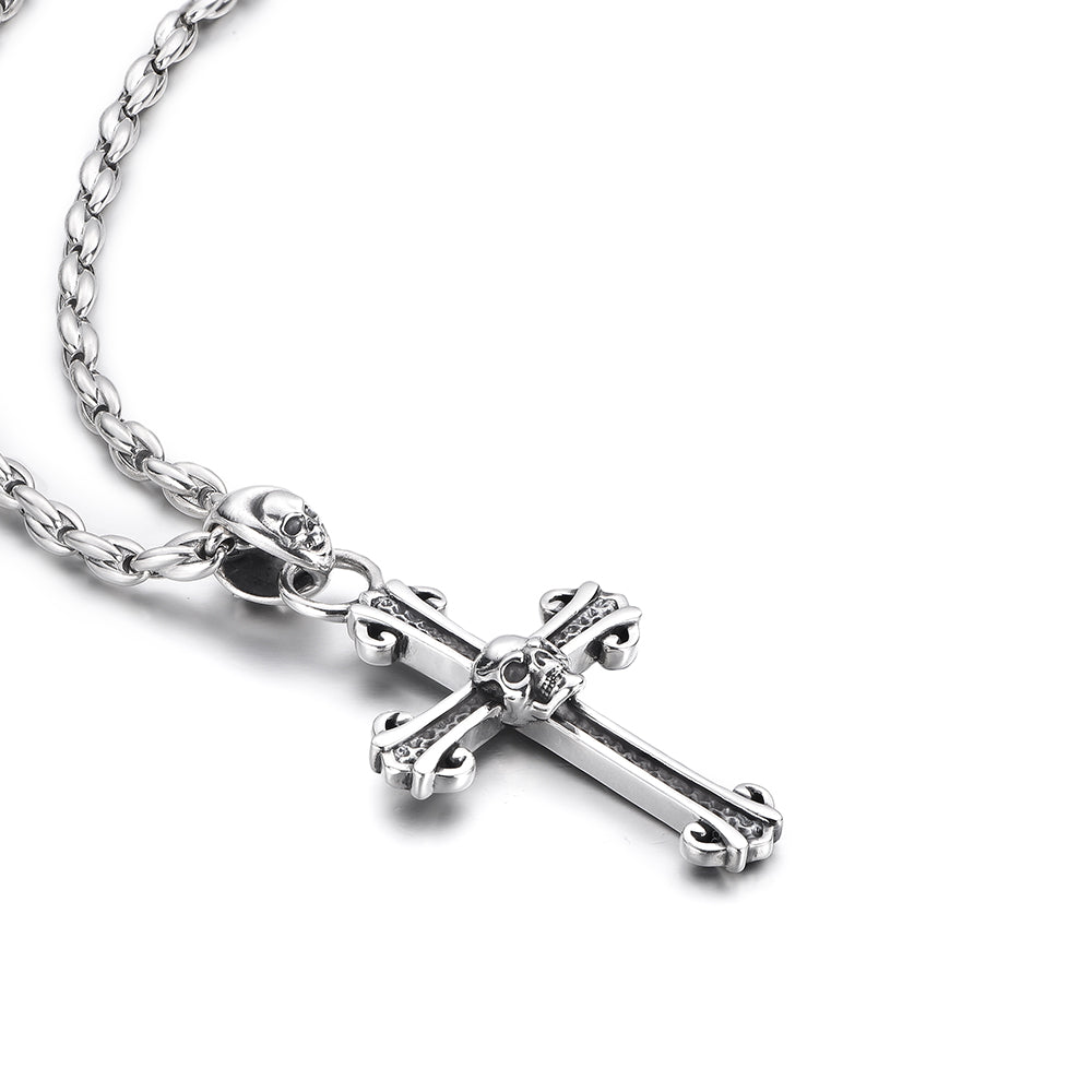 Cross Sterling Silver Skull Pendants