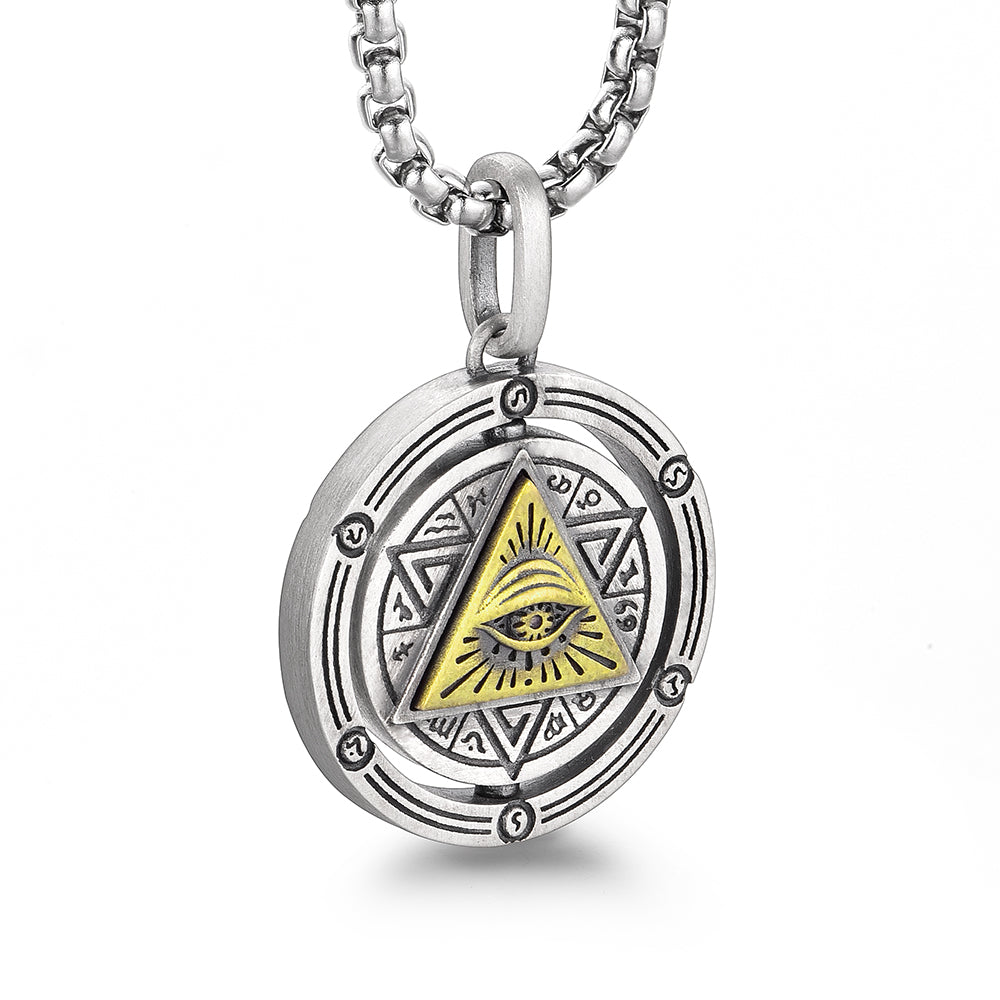 IDEAGEMER Eye of God Sterling Silver Rotatable Pendants