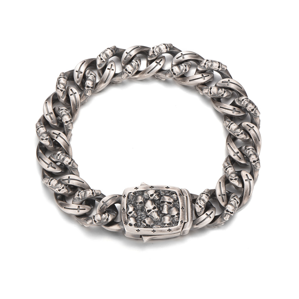 Skull Sterling Silver Cuban Bracelets