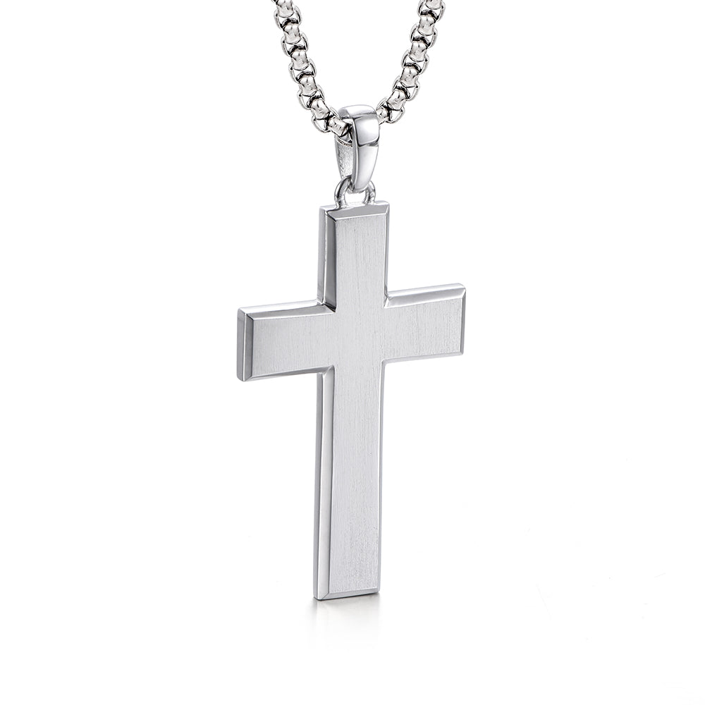 IDEAGEMER Sterling Silver Cross Necklace Simple Pendants