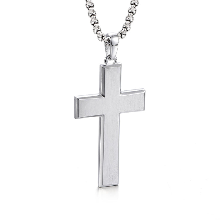 IDEAGEMER Sterling Silver Cross Necklace Simple Pendants
