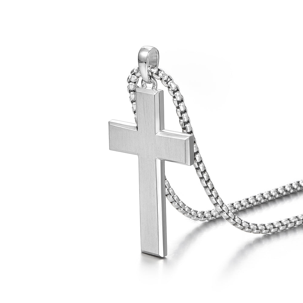 IDEAGEMER Sterling Silver Cross Necklace Simple Pendants