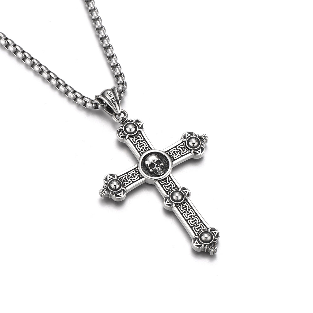 Retro Skull Cross Sterling Silver Pendants