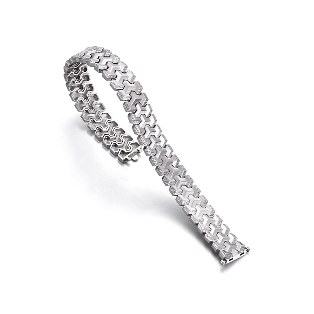 Sterling Silver And White Gold Armor Bracelets-Customized