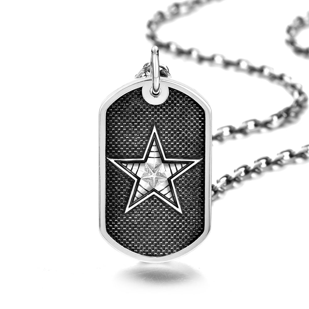 Vintage Sterling Silver Pentagram Military Badge Pendants