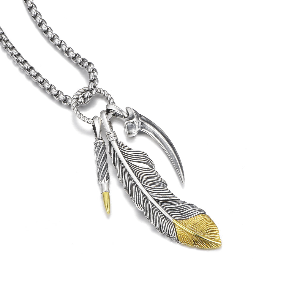 Feather Sterling Silver Necklace Vintage Pendants