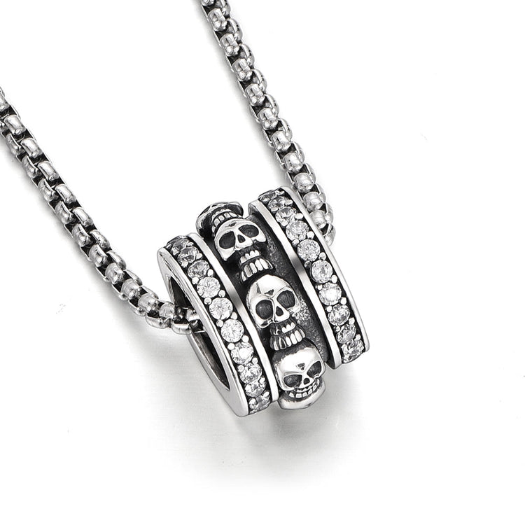 IDEAGEMER Sterling Silver Skull Necklace Pendants