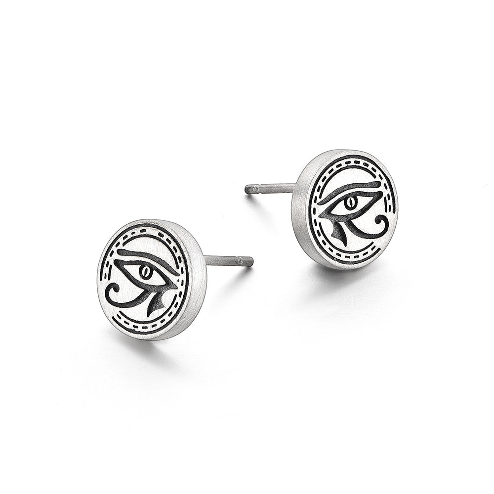 Eye Of Horus Sterling Silver Stud Earrings