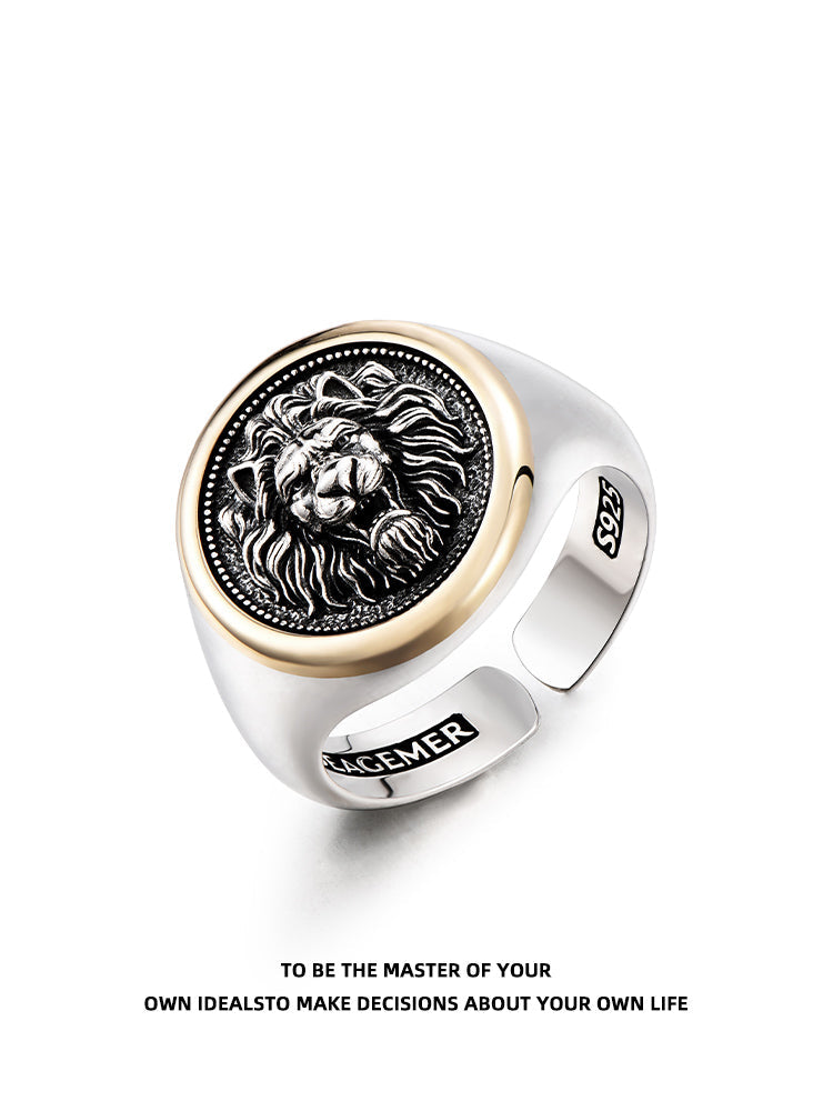 Sterling Silver 14K Gold Lion King Vintage Rings