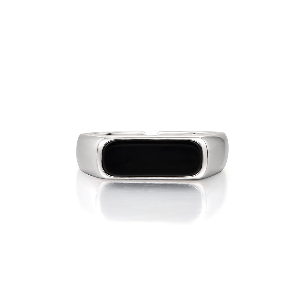 Single End Ring Sterling Silver Black Onyx Rings