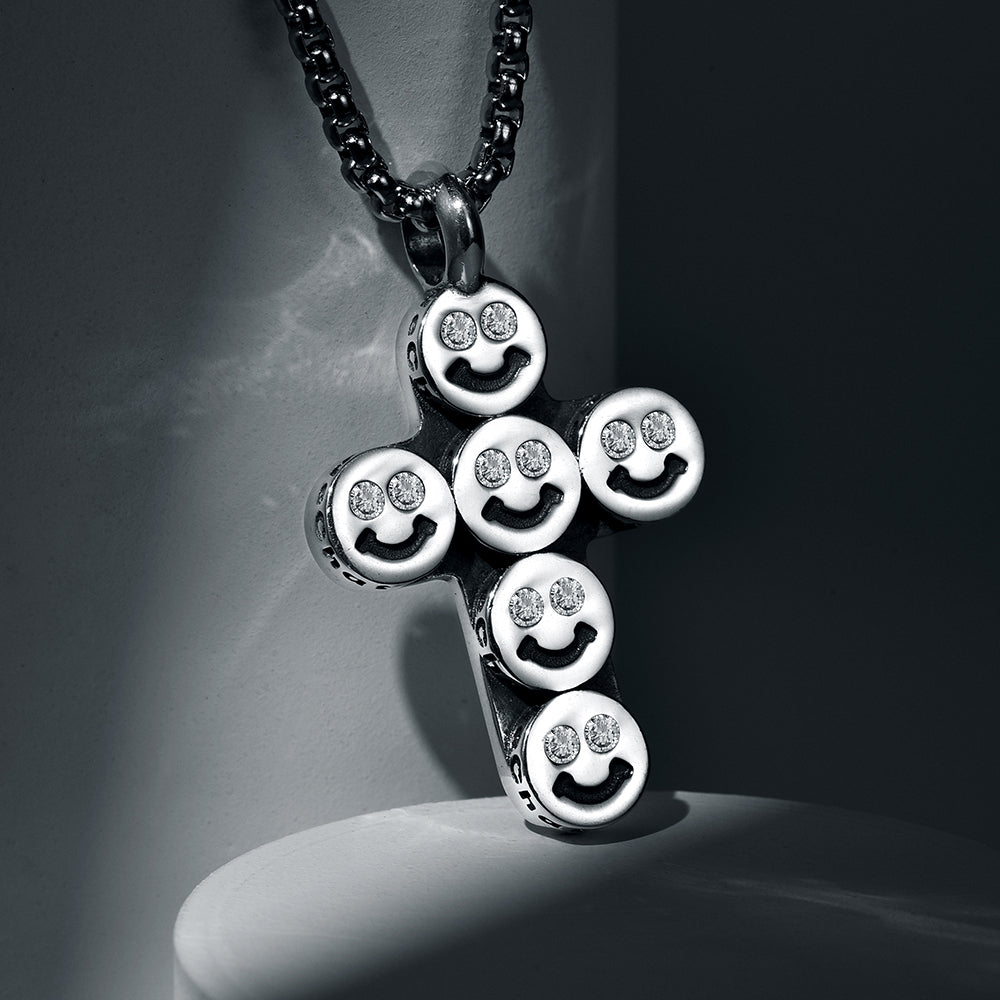 Smiley Sterling Silver Cross Necklace Pendants