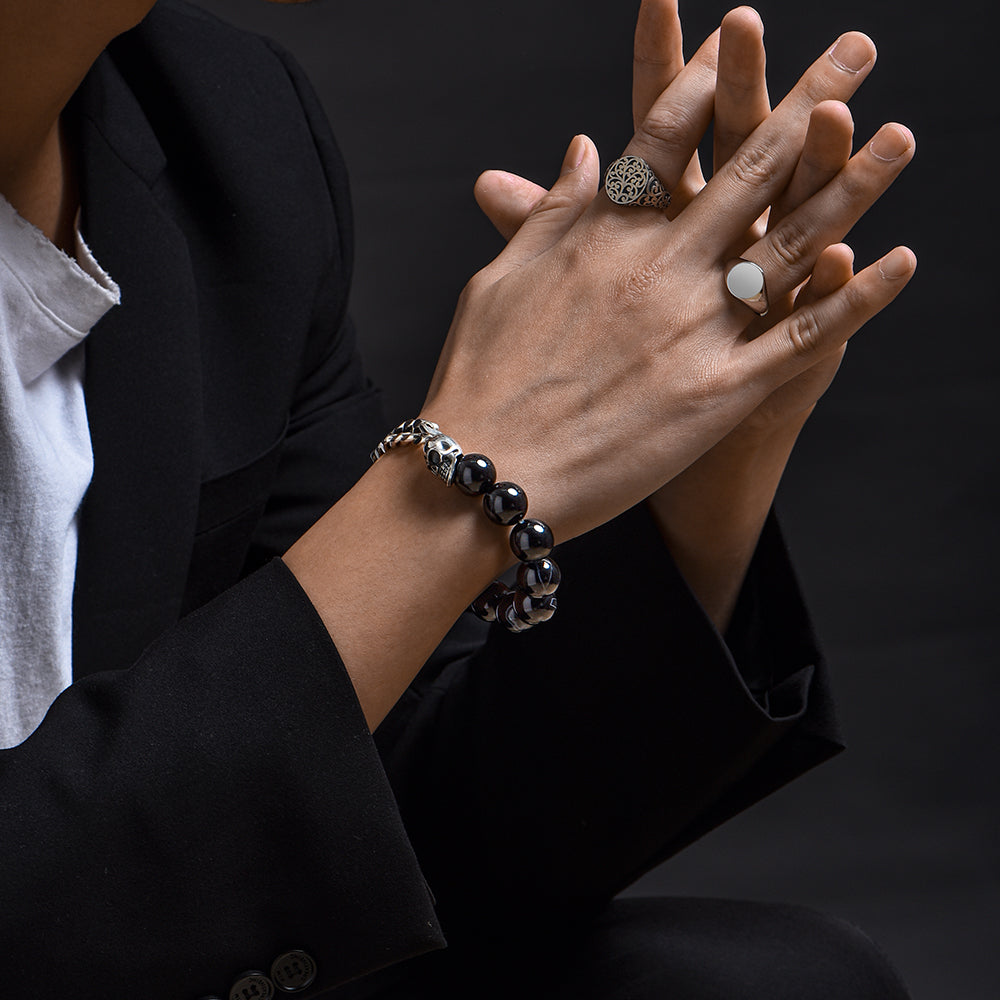 IDEAGEMER Sterling Silver Skull Bracelets