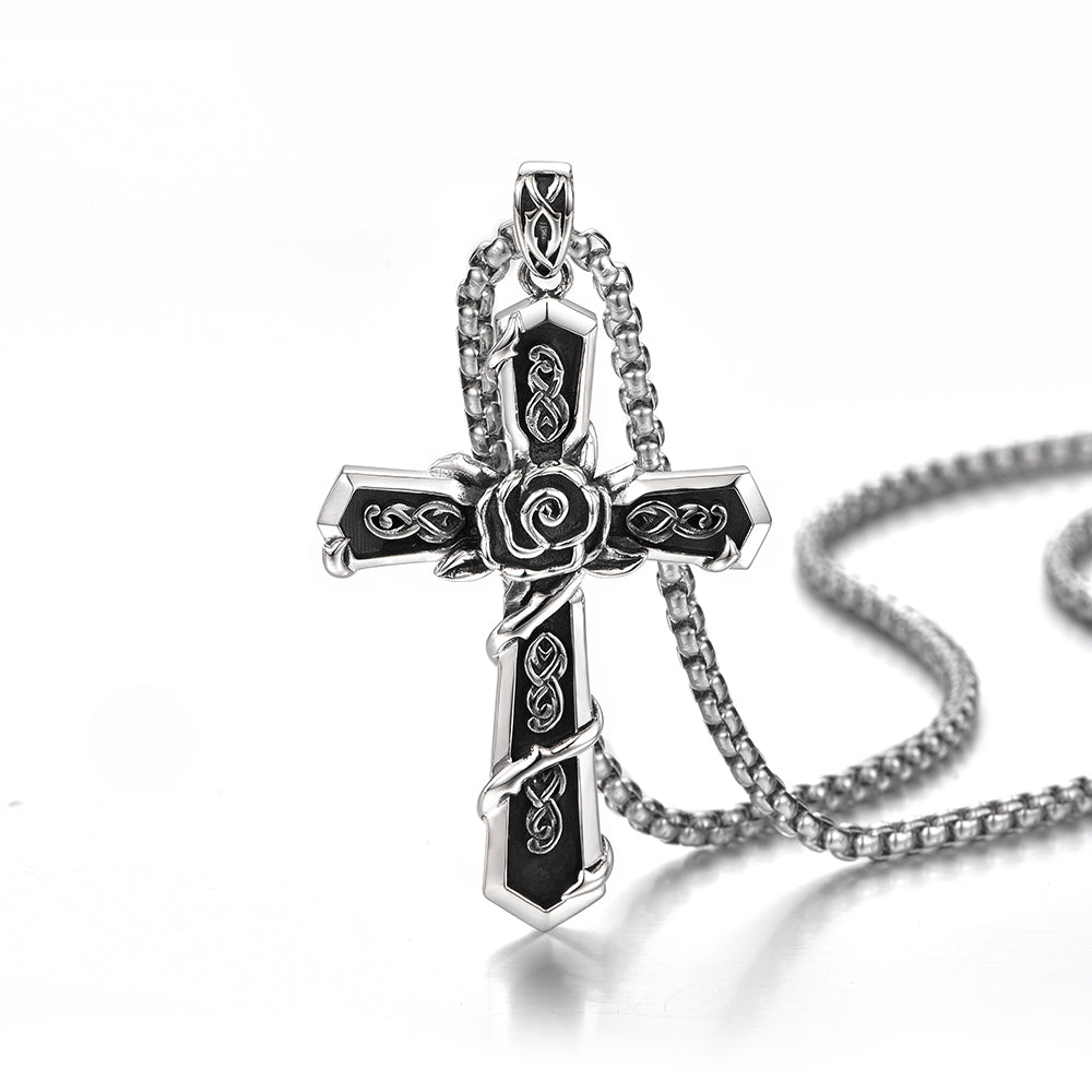 Thorn Rose Cross Pendants
