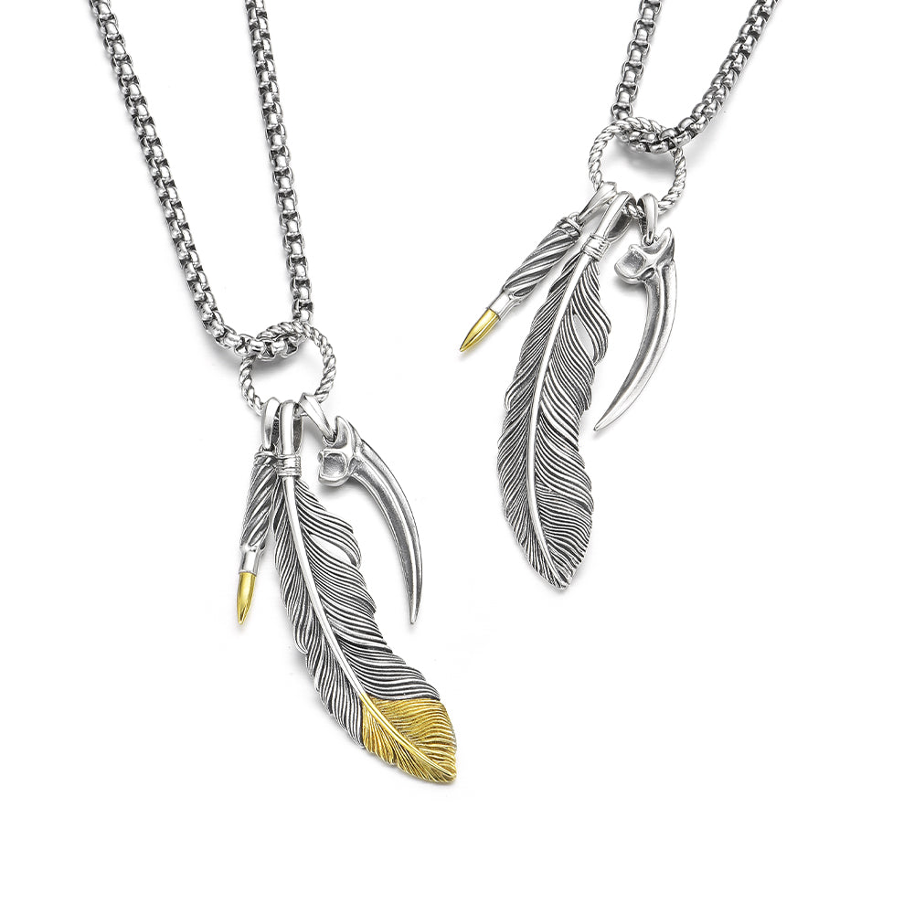 Feather Sterling Silver Necklace Vintage Pendants