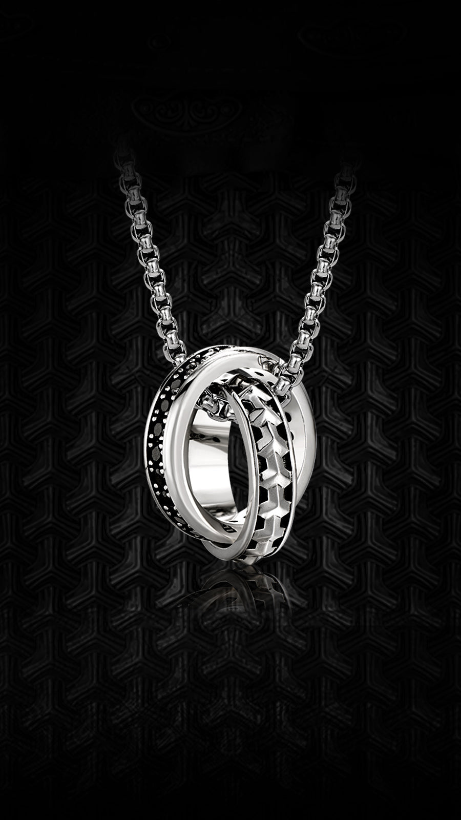 Sterling Silver Double Ring Armor Pendants