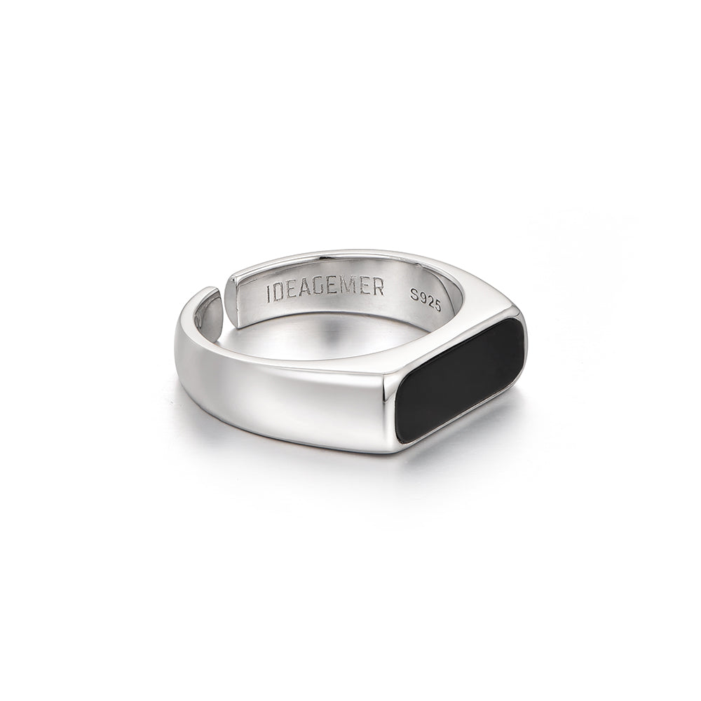 Single End Ring Sterling Silver Black Onyx Rings