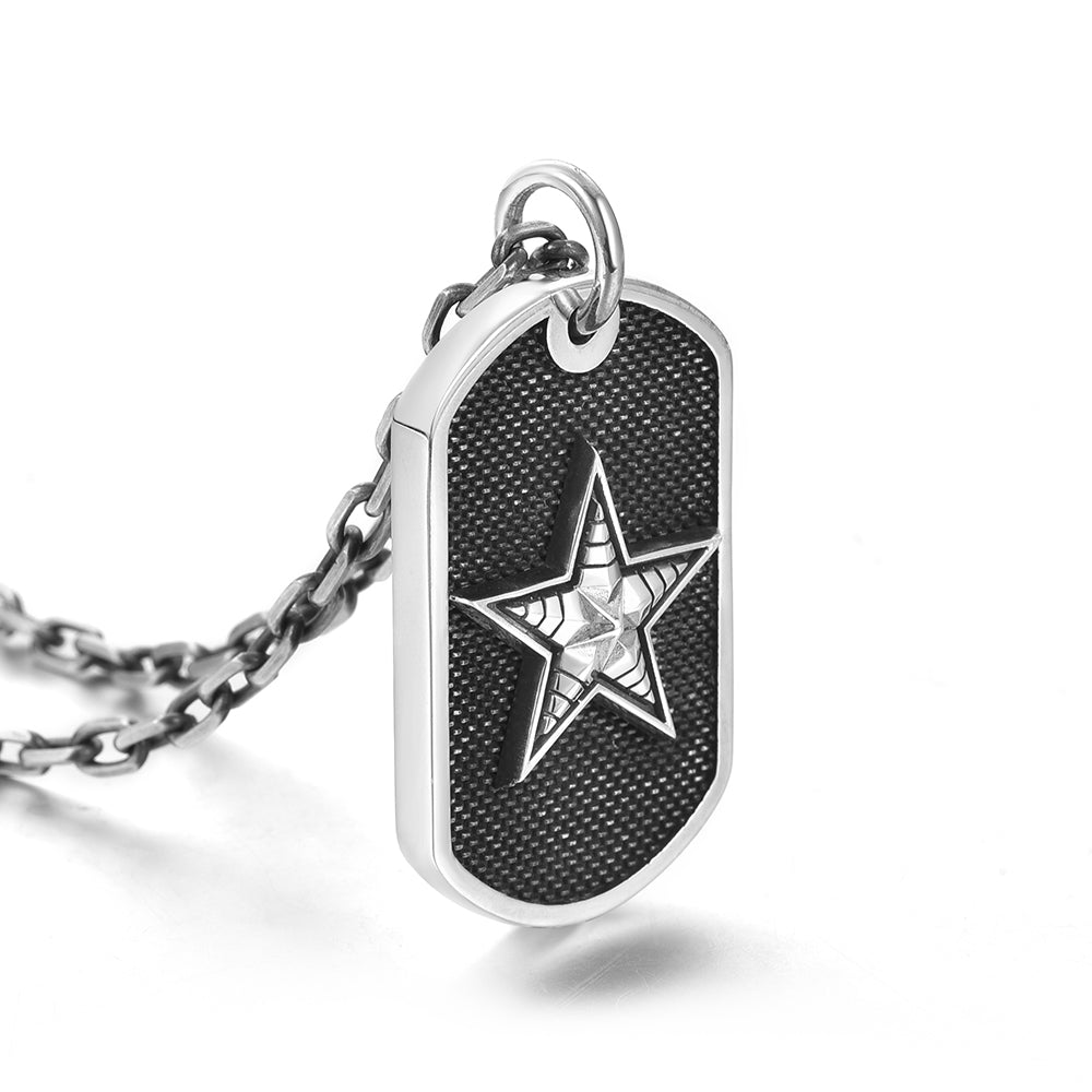 Vintage Sterling Silver Pentagram Military Badge Pendants