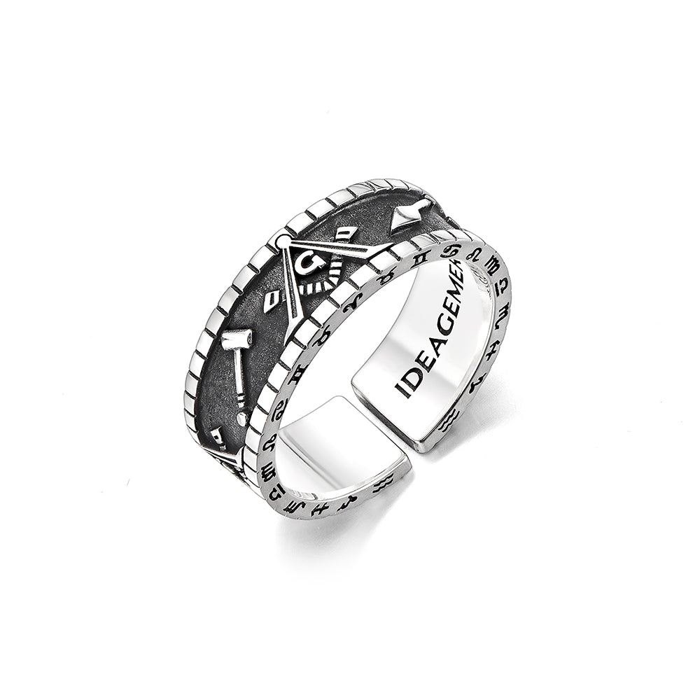 Master Masonic Historical Bible Sterling Silver Antique Finish Rings