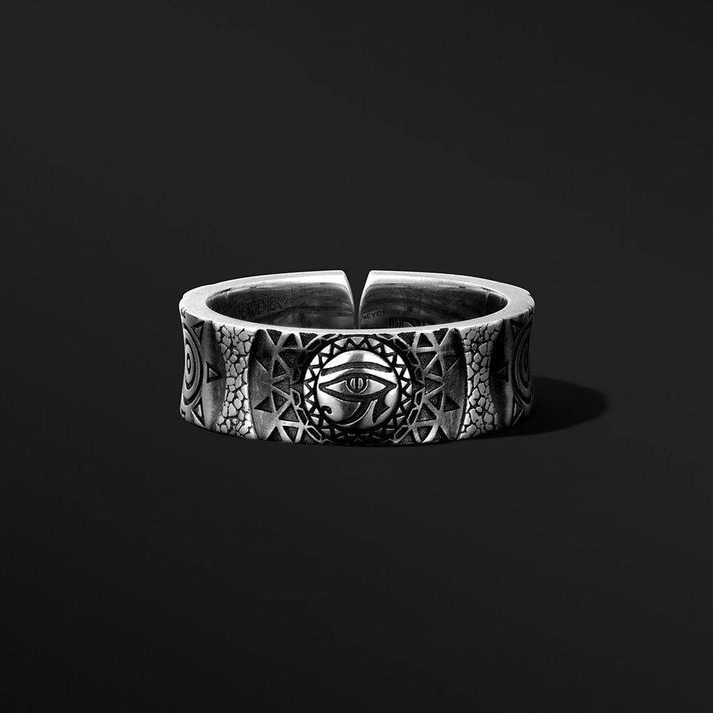 Eye of Horus Adjustable Sterling Silver Rings