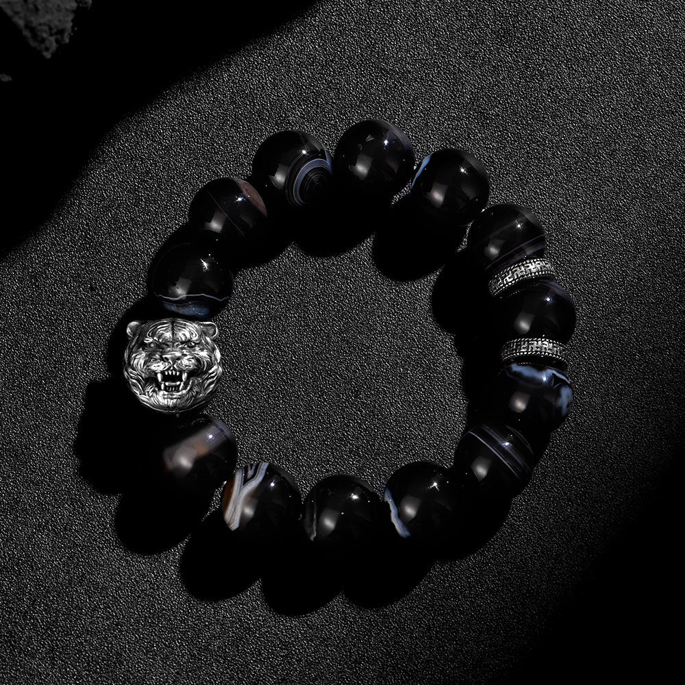 Sterling Silver Obsidian Tiger Bracelets