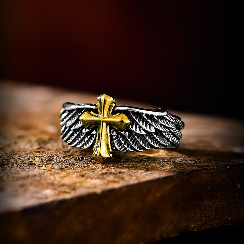Angel Cross Sterling Silver Rings