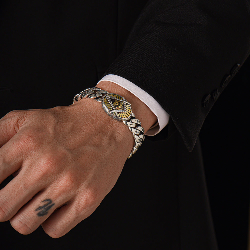 Sterling Silver Eye Of Omniscient Trend Hip Hop Bracelets