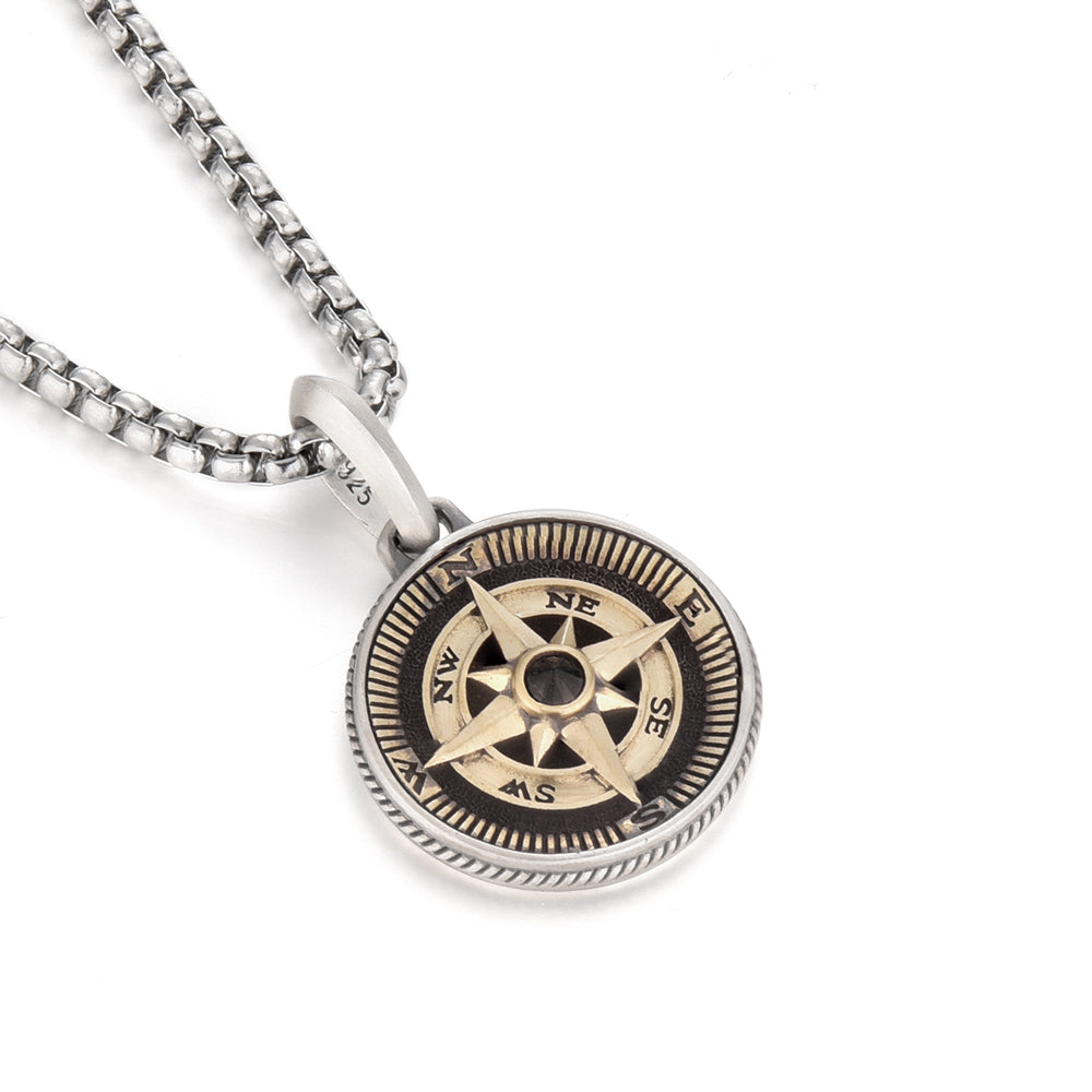 Compass Sterling Silver Necklace Hip Hop Pendants