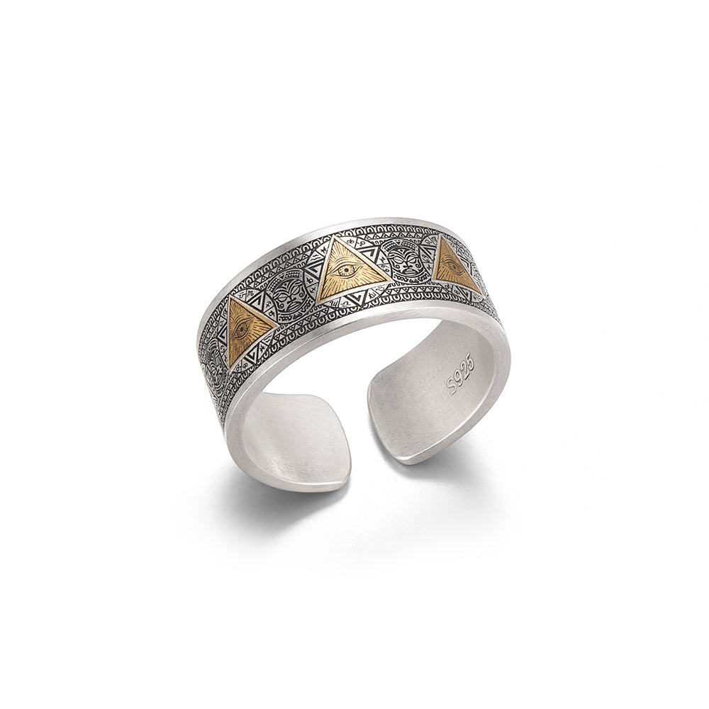 Eye Of God Vintage Sterling Silver Inlaid With Gold Rings