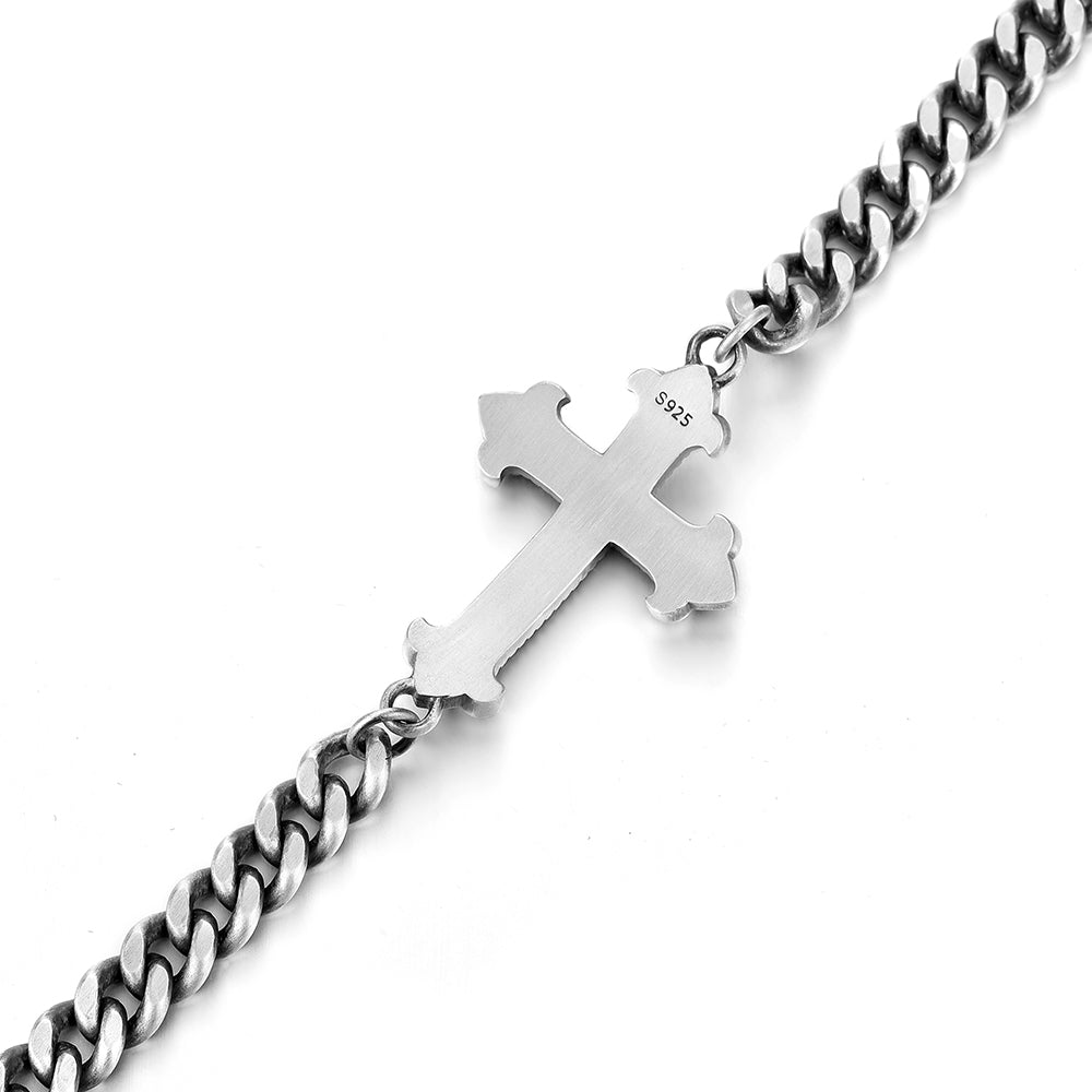 Cross Sterling Silver Cuban Bracelets