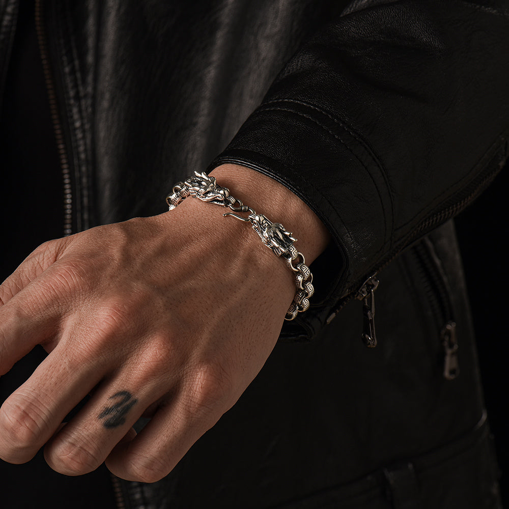 Vintage Dragon Sterling Silver Bracelets