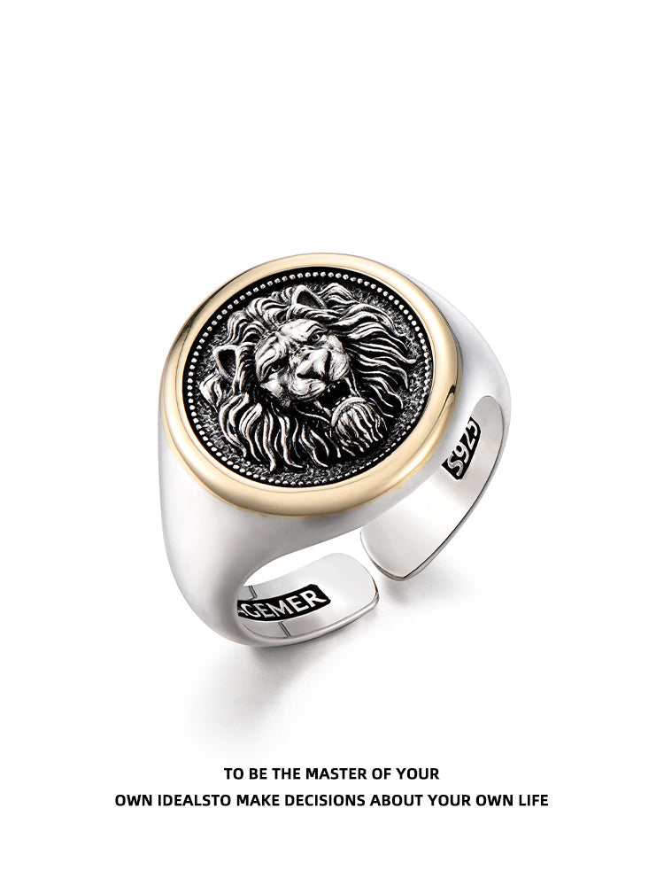 Sterling Silver 14K Gold Lion King Vintage Rings
