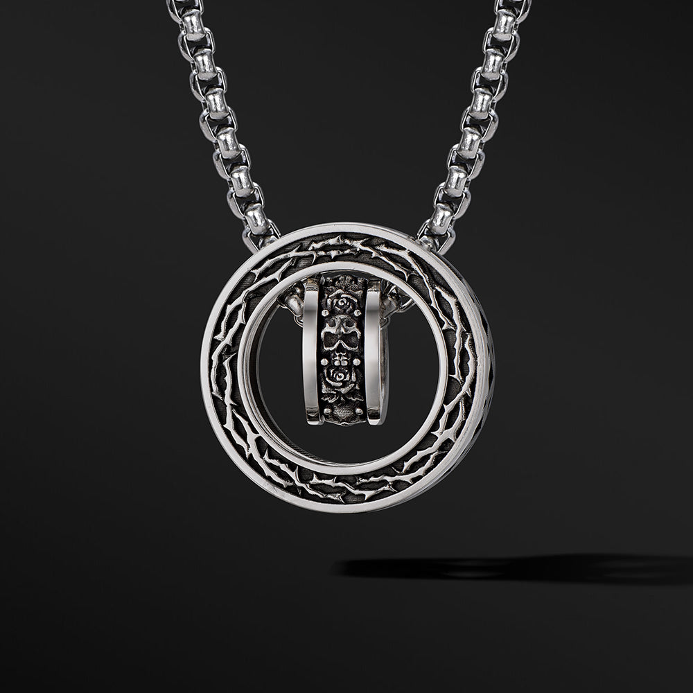 Sterling Silver Thorns Skull Pendants