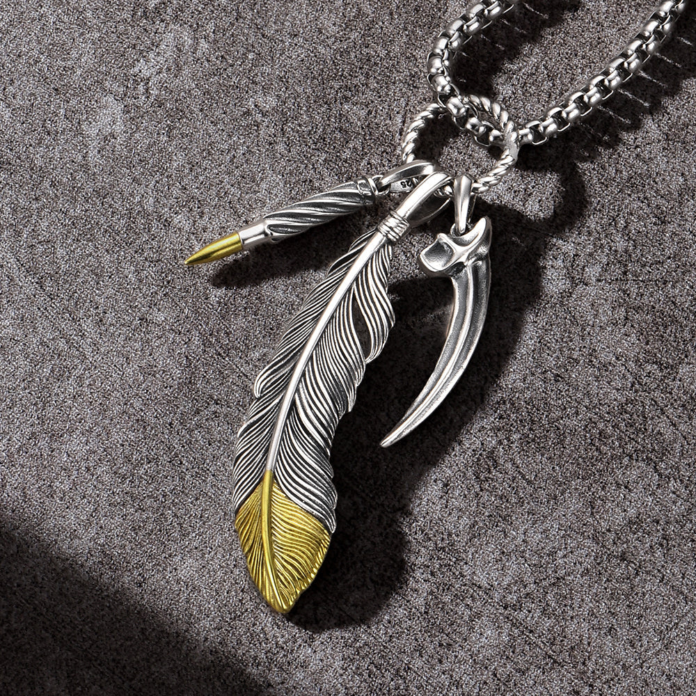 Feather Sterling Silver Necklace Vintage Pendants