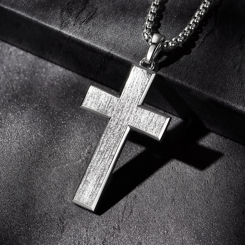 IDEAGEMER Sterling Silver Cross Necklace Simple Pendants