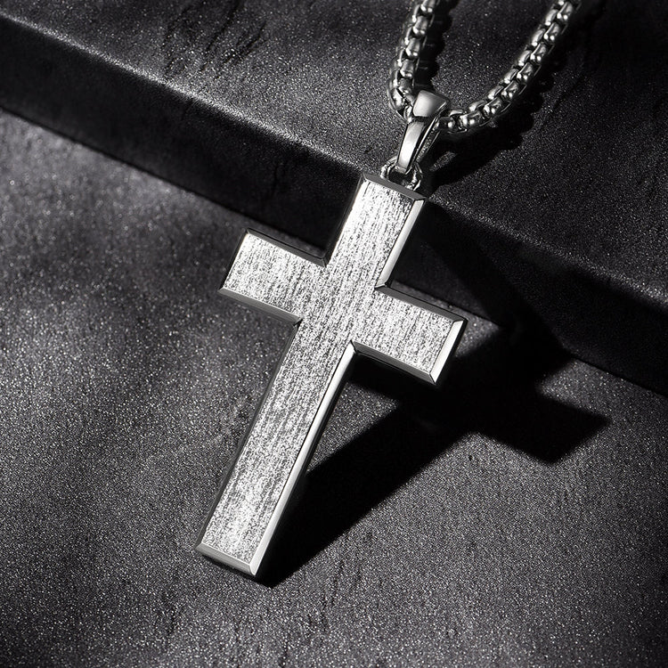 IDEAGEMER Sterling Silver Cross Necklace Simple Pendants