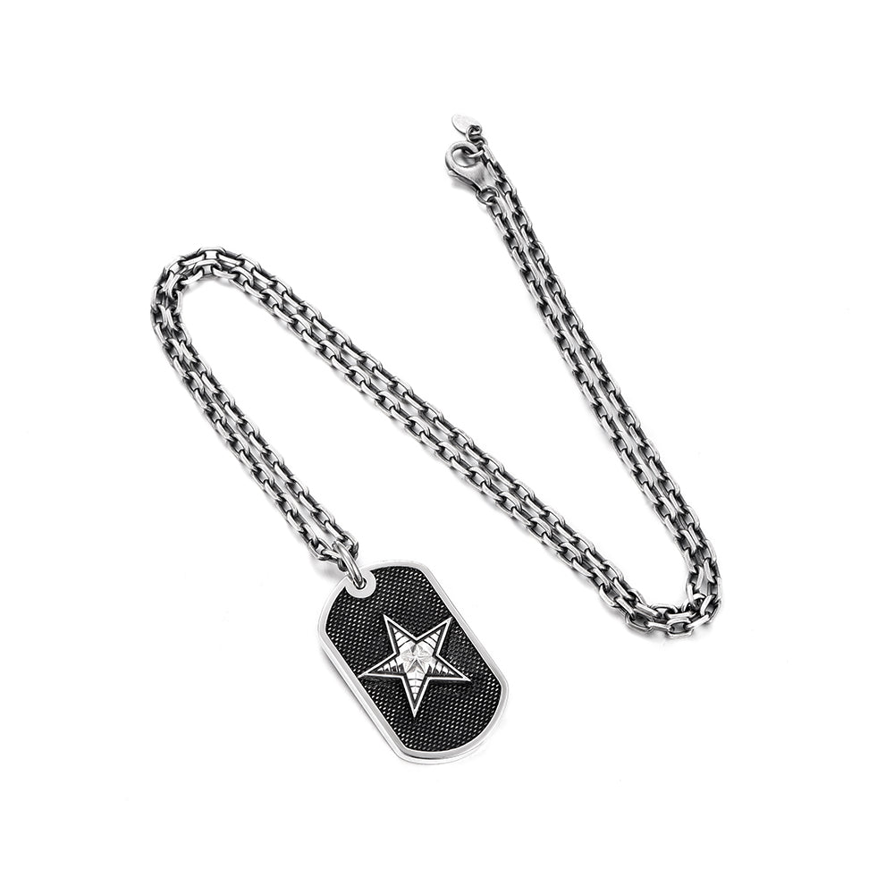 Vintage Sterling Silver Pentagram Military Badge Pendants