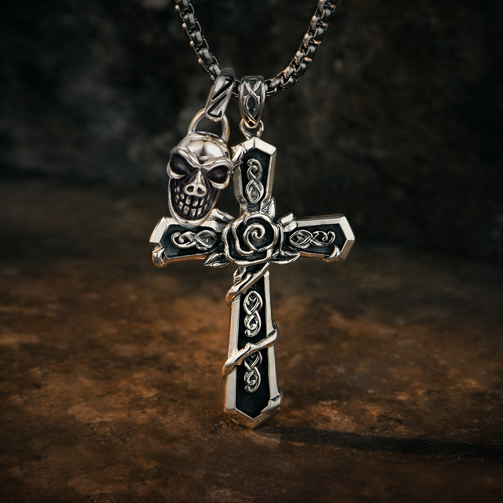 Thorn Rose Cross Pendants
